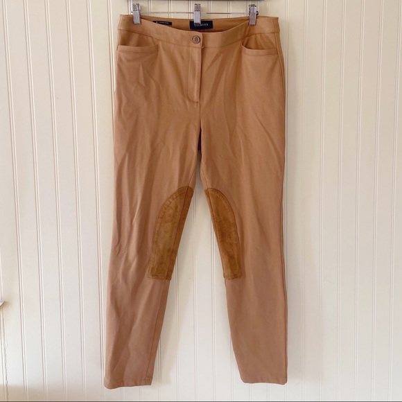 Talbots Tan Skinny Ankle Pants With Faux Suede Patch Size 8 - Picture 2 of 8